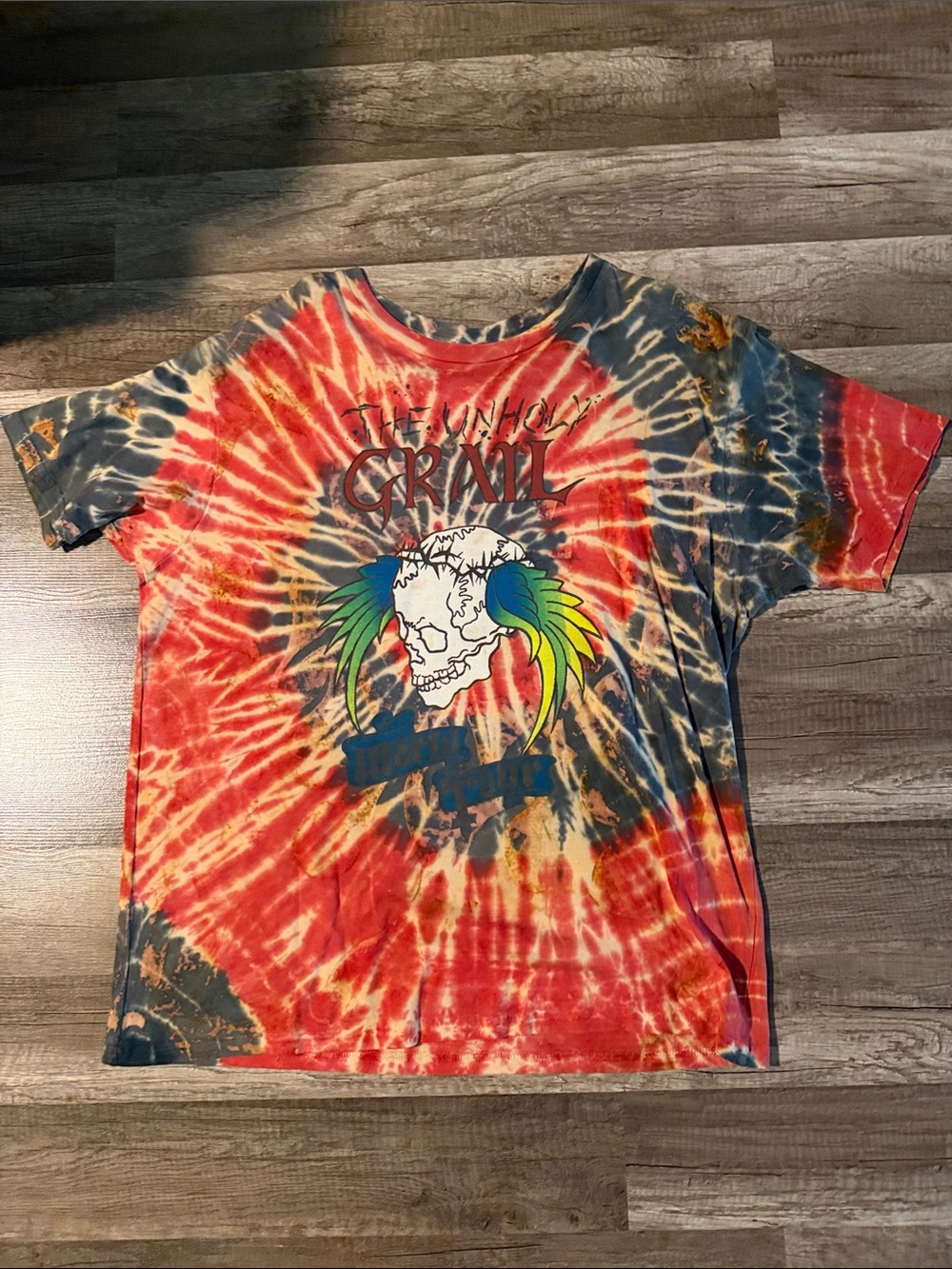 GRAIL Tie-Dye Skull Graphic Tee - Red & Blue